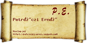 Petróczi Ernő névjegykártya